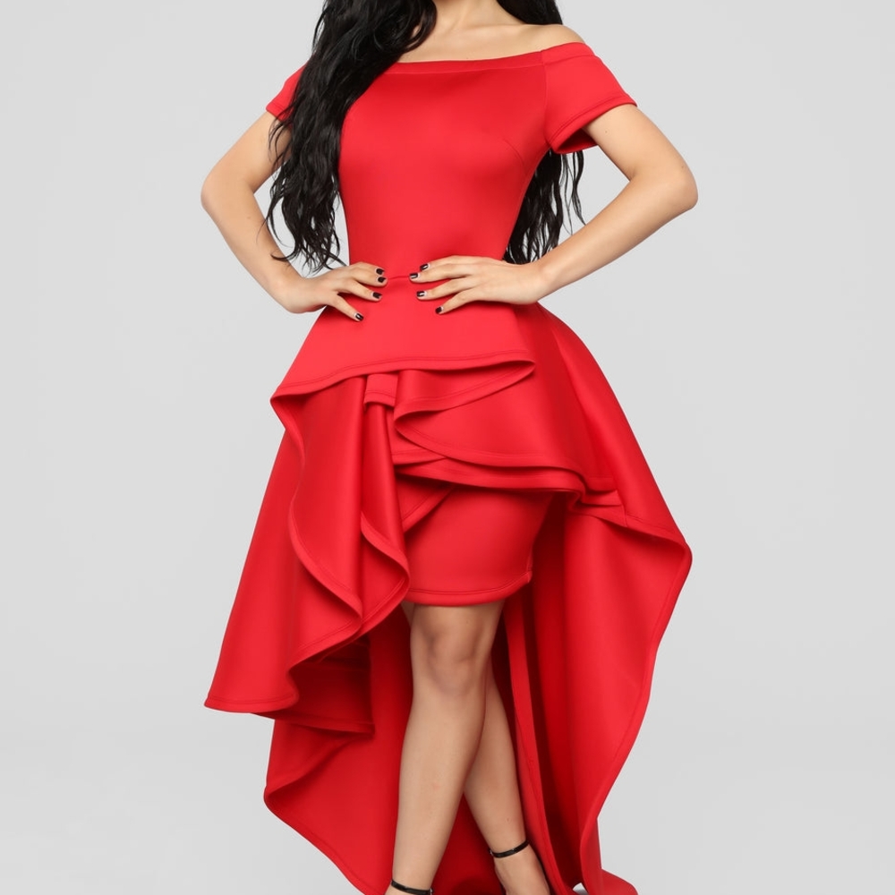 Elegant Red Off-Shoulder Dress